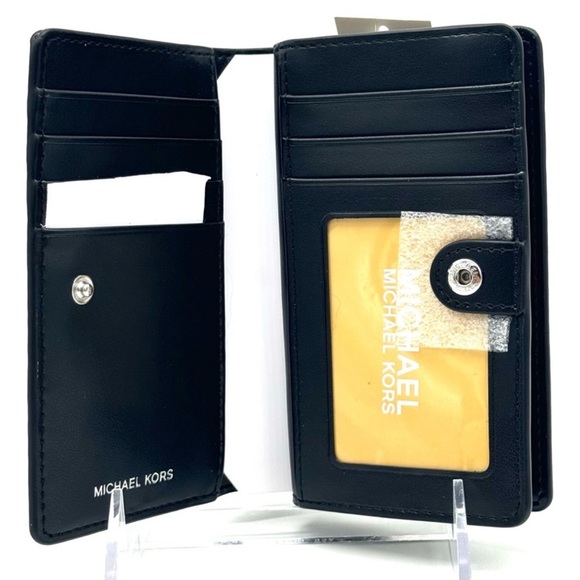 Michael Kors Medium Empire Leopard Logo Snap ZA Wallet Black Multi - Picture 8 of 10